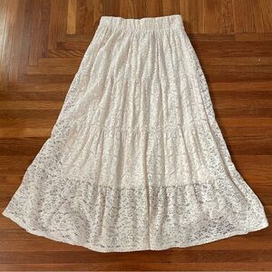 Cottage core prairie White Lace Maxi Skirt